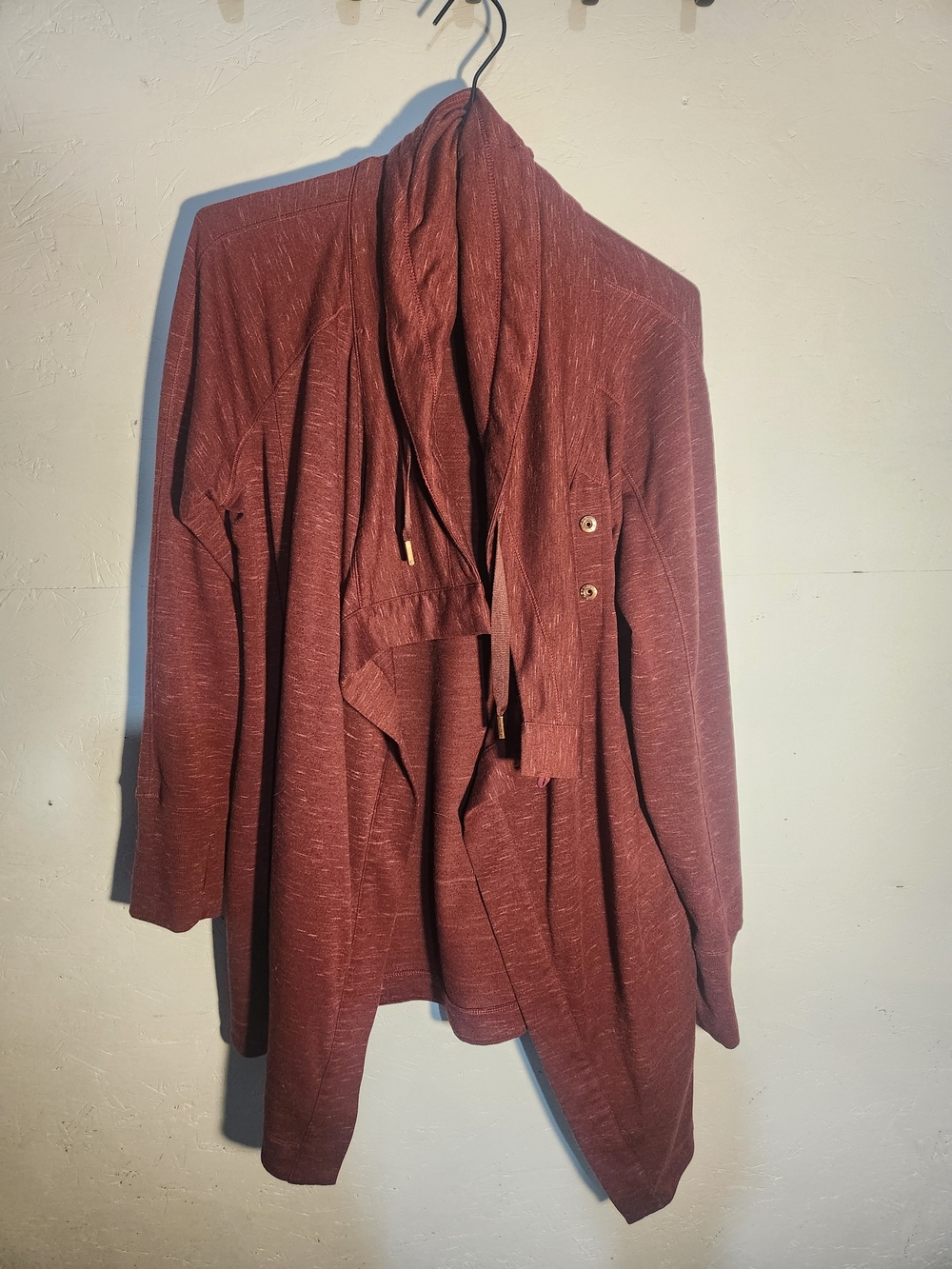 Women’s Draped Open Front Sweater Cardigan - Rust
